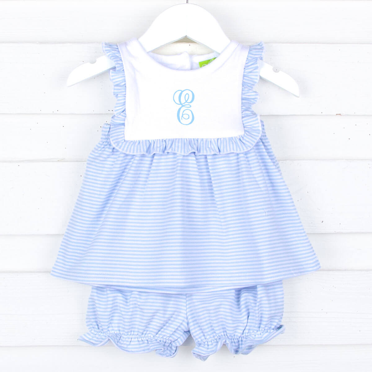Stripe Knit Bib Bloomer Set