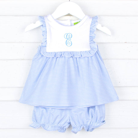Stripe Knit Bib Bloomer Set