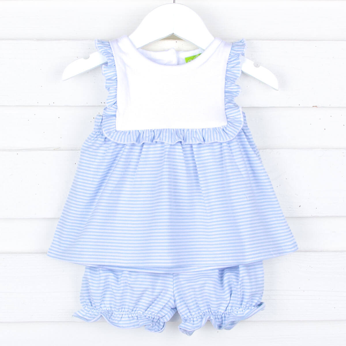 Stripe Knit Bib Bloomer Set