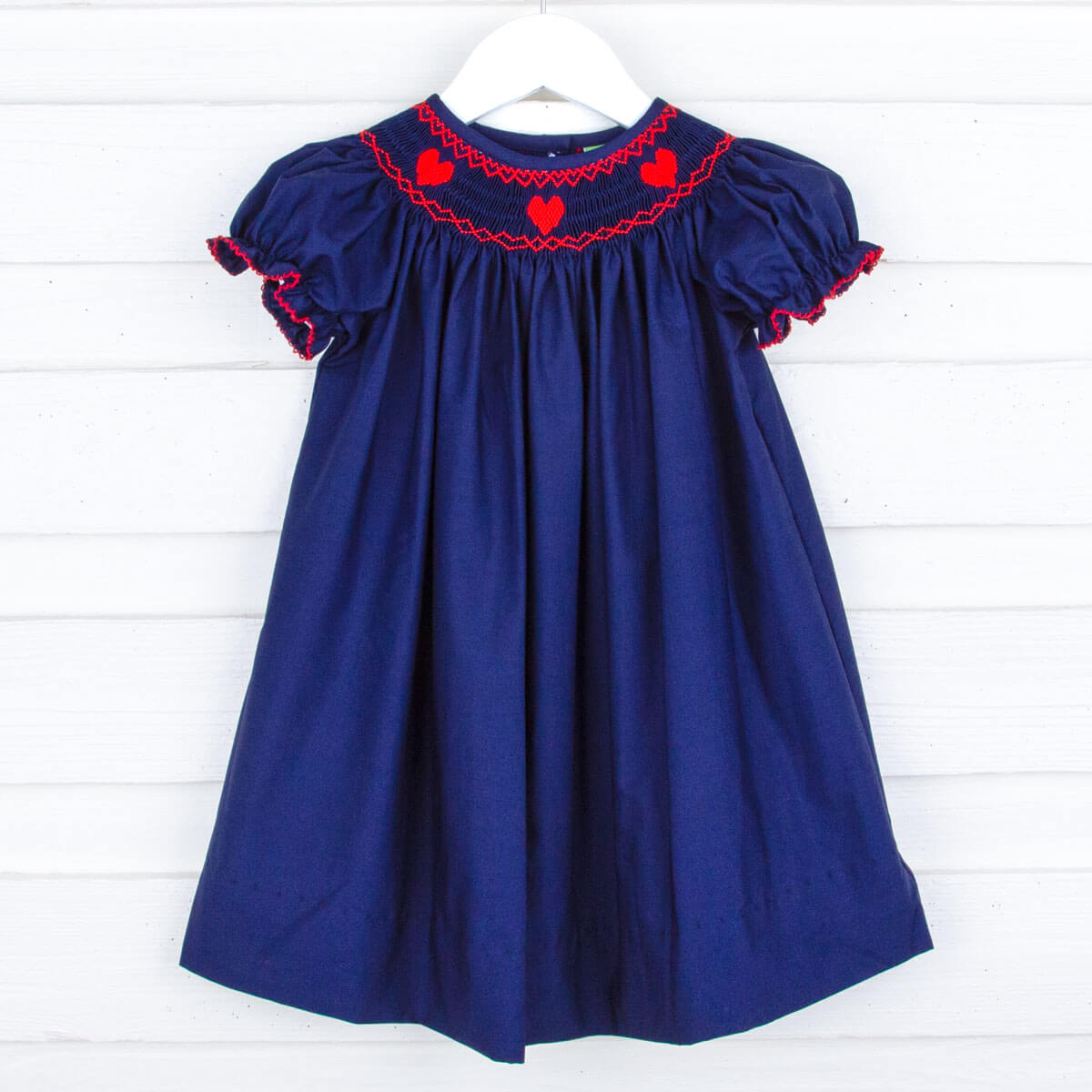 Sweet Love Navy Smocked Bishop Dress