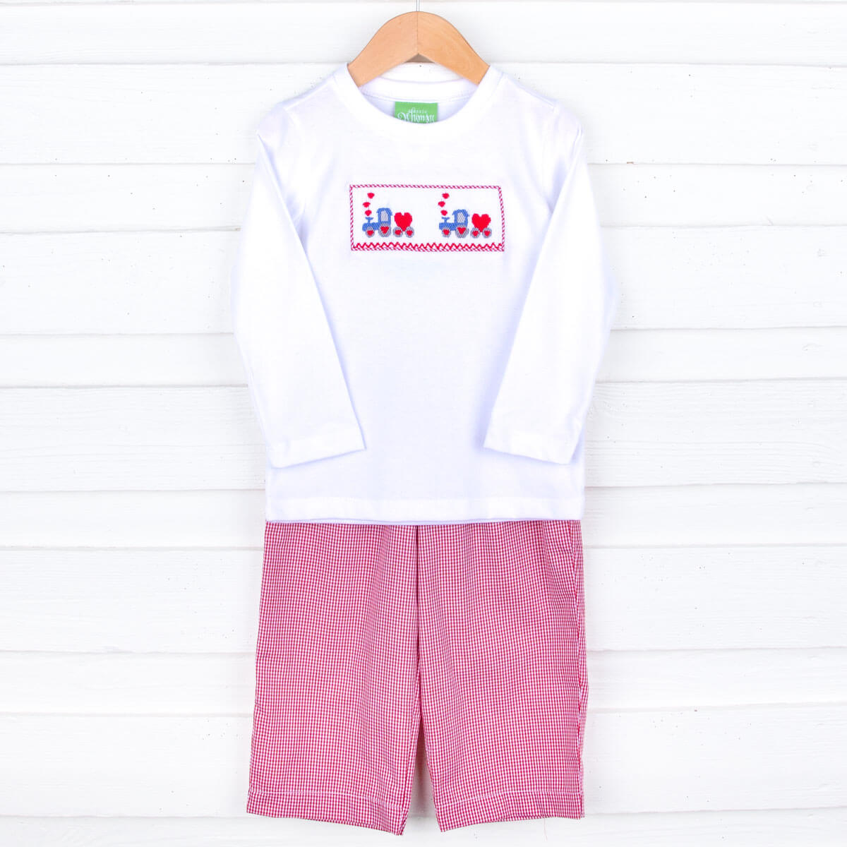 Love Overload Red Train Smocked Pant Set