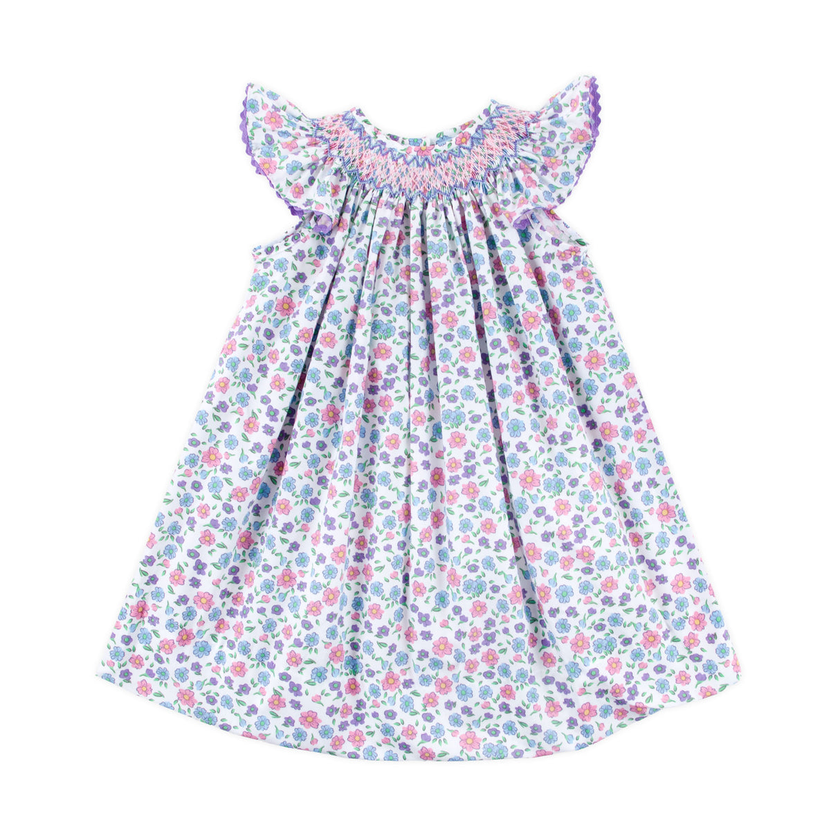 Springtime Floral Smocked Bishop Dress