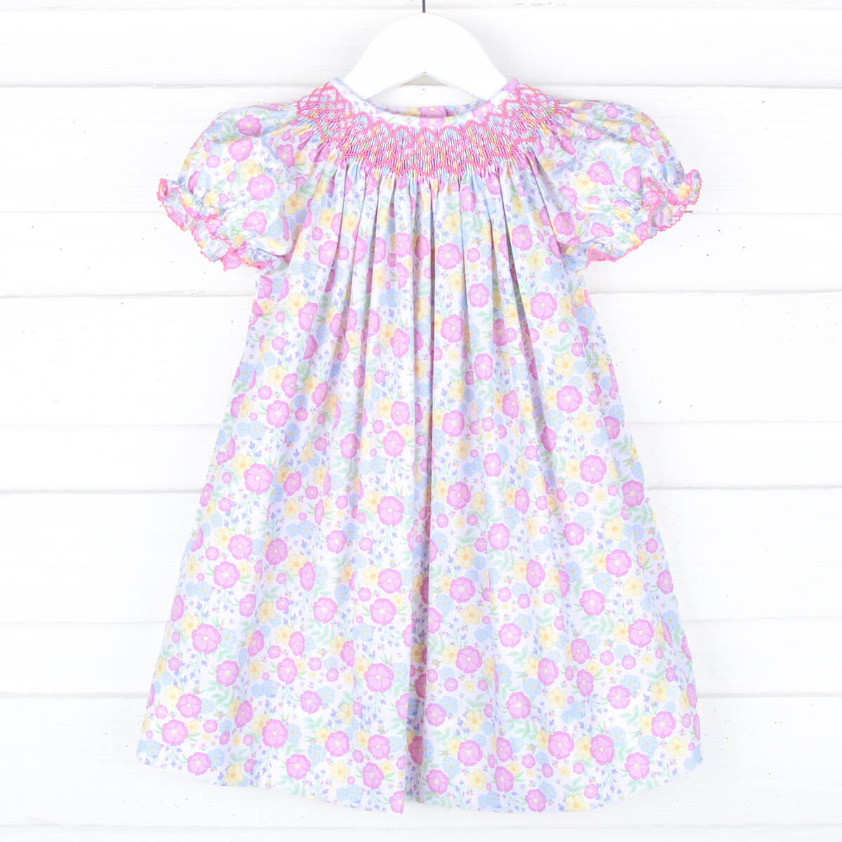 Peony Bloom Smocked Bishop Dress