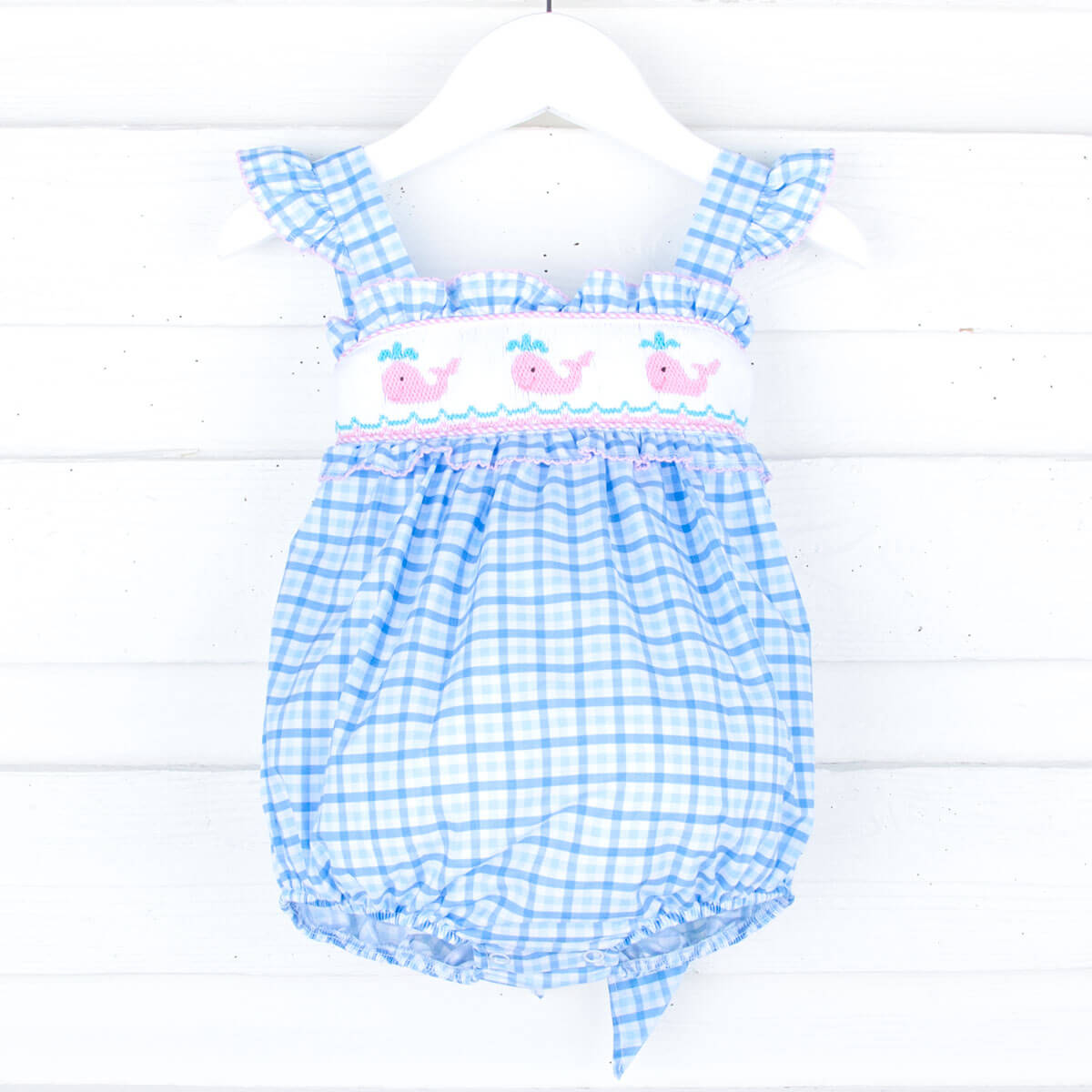 Happy Whale Blue Smocked Amy Bubble