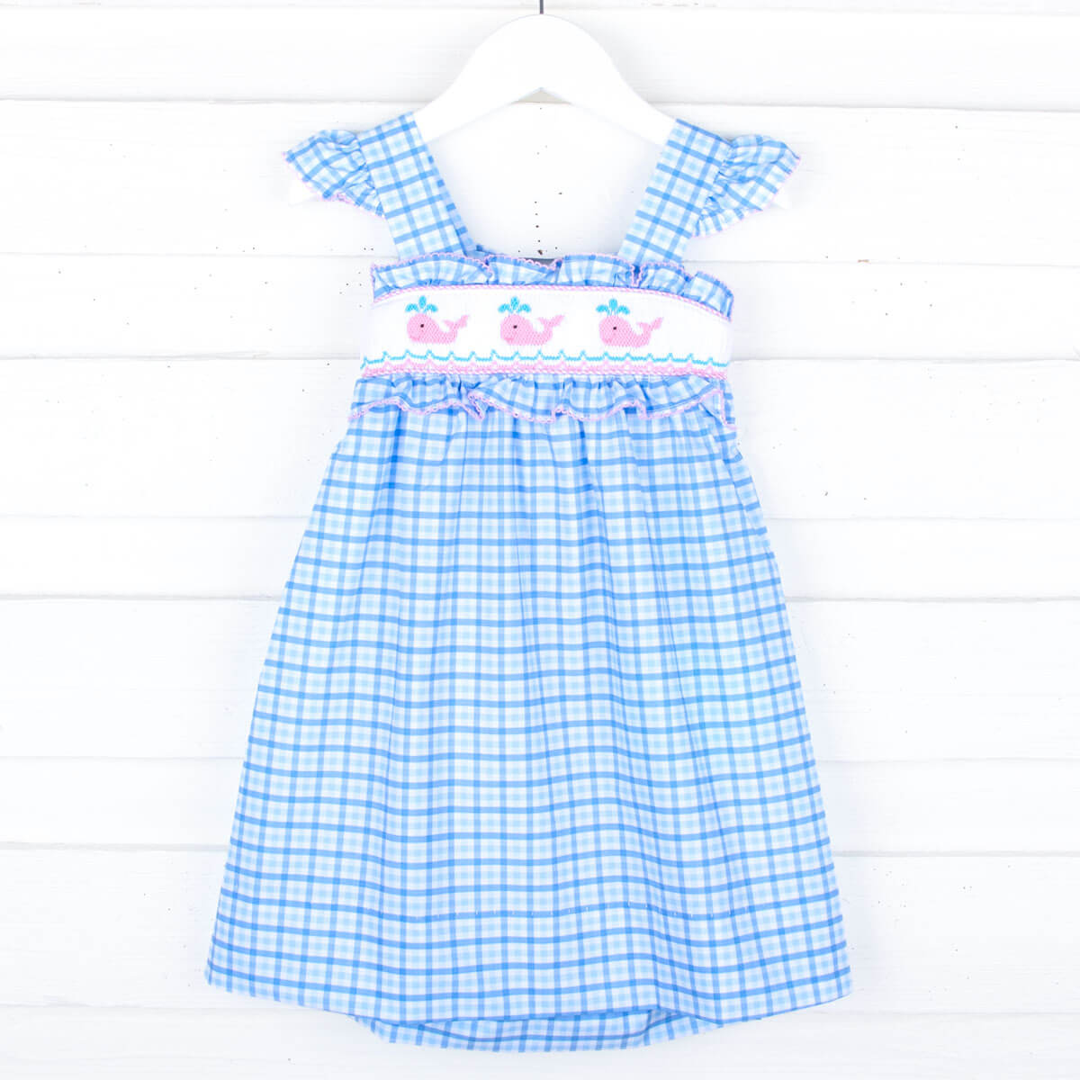 Happy Whale Blue Smocked Amy Dress
