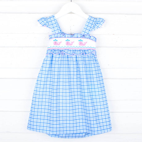 Happy Whale Blue Smocked Amy Dress