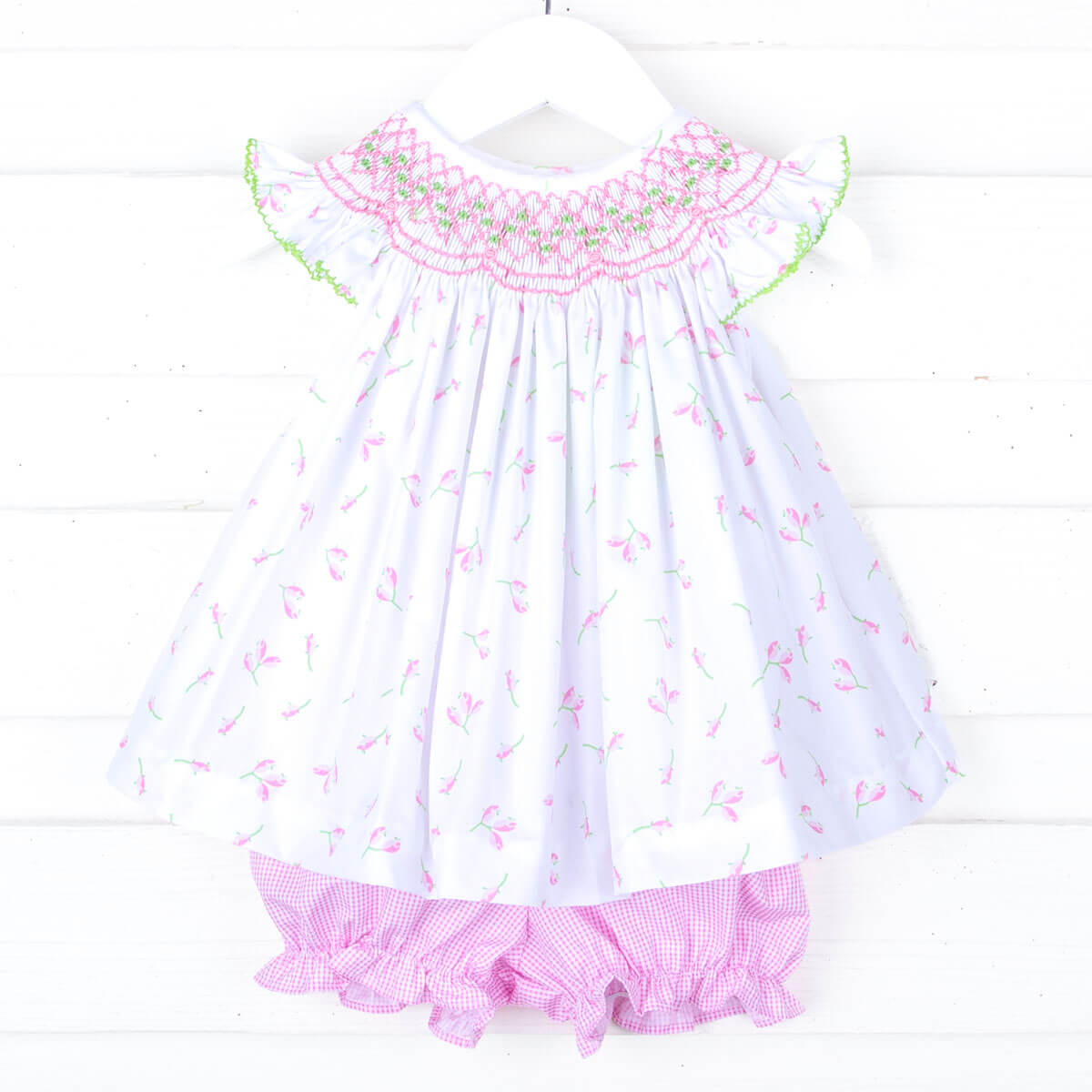 Spring Tulips Smocked Bloomer Set