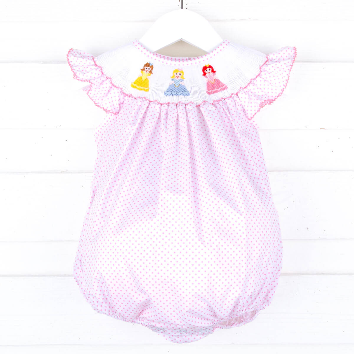 Pretty Princess Pink Dot Smocked Bubble