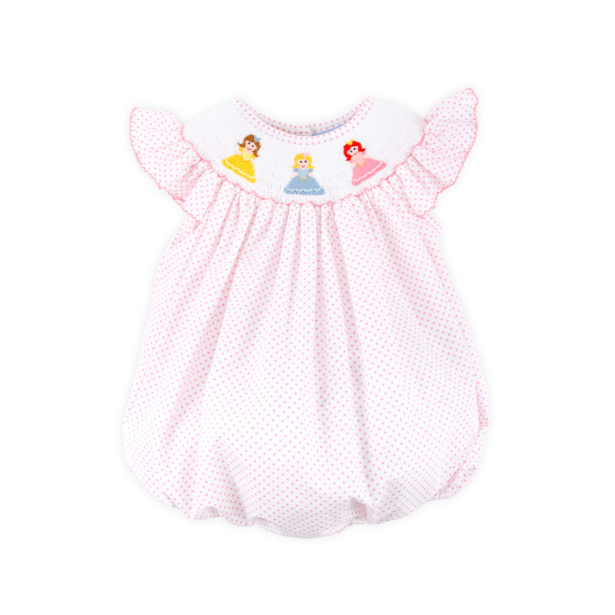 Pretty Princess Pink Dot Smocked Bubble