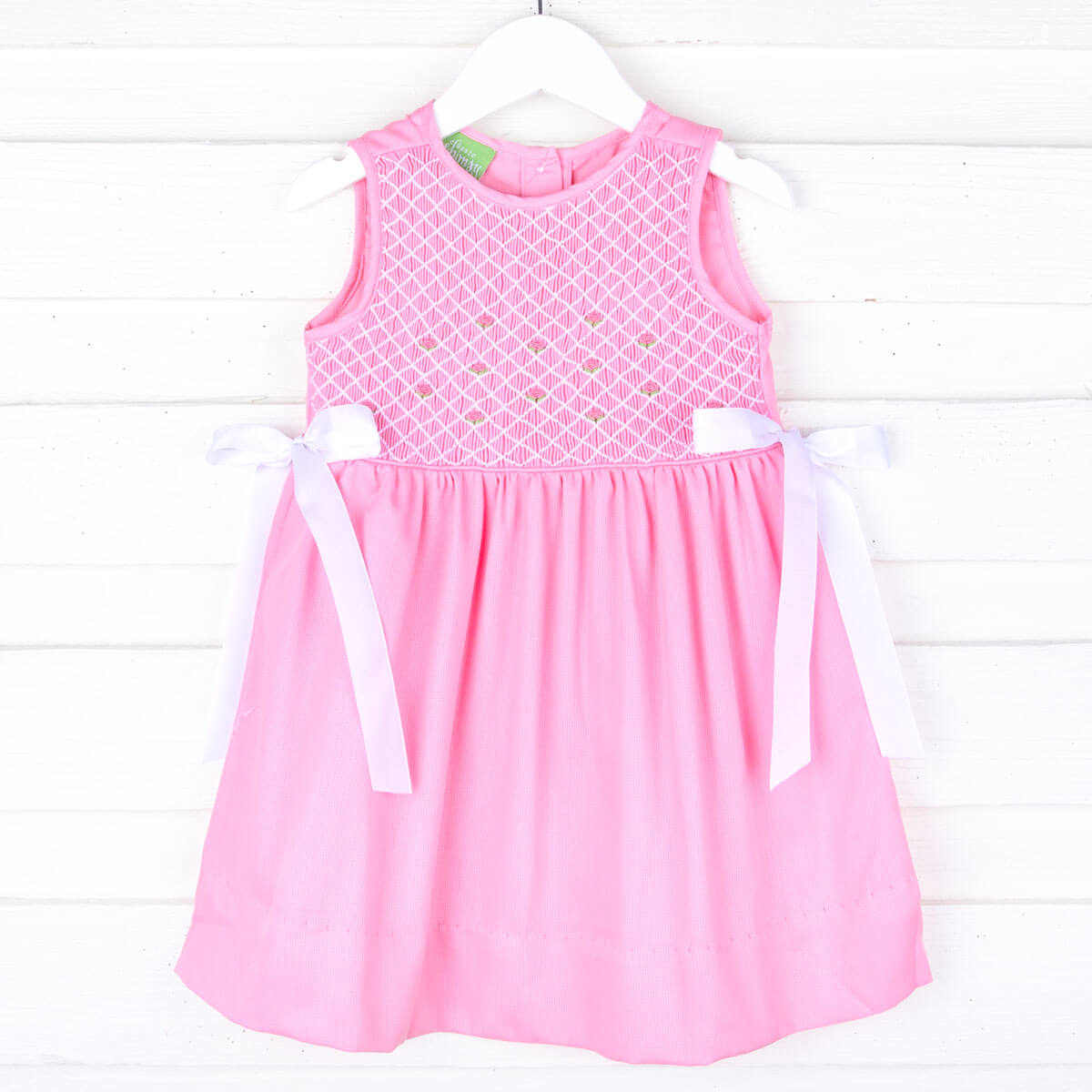 Sweet Flowers Smocked Pink Scarlett Dress