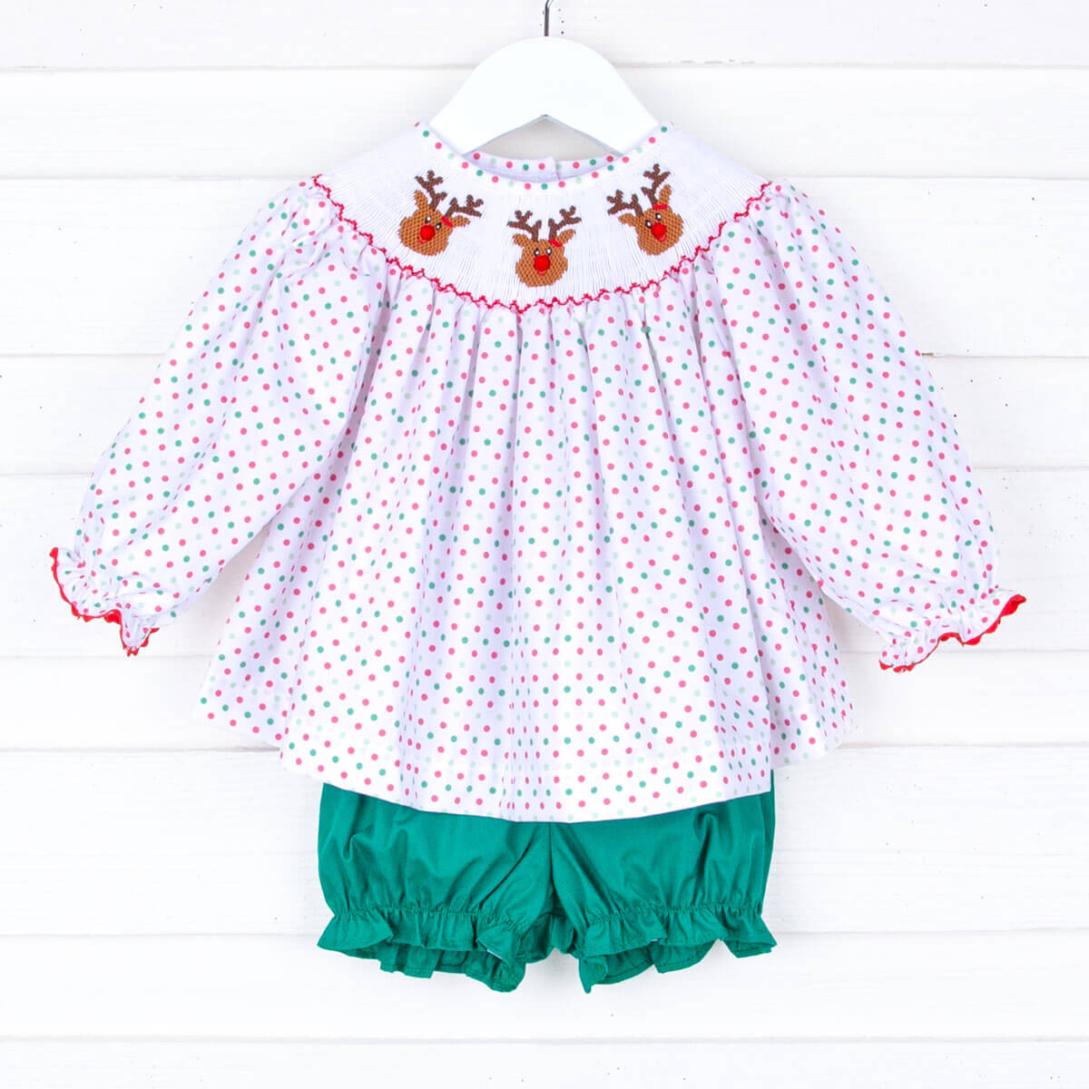 Reindeer Cheer Smocked Bloomer Set