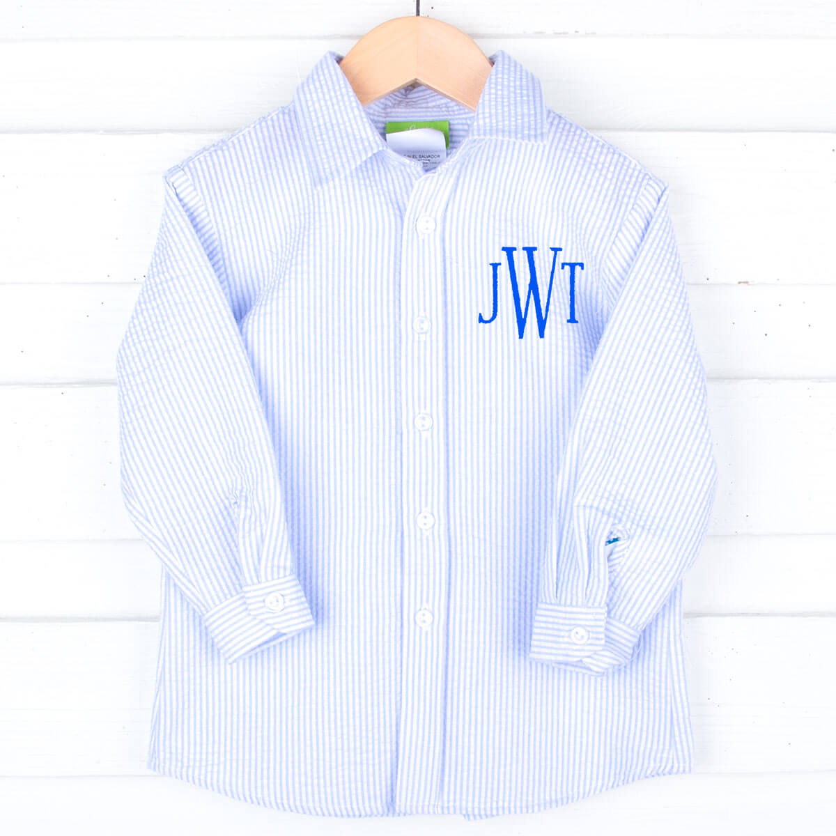 Light Blue Stripe Seersucker Button Down Shirt