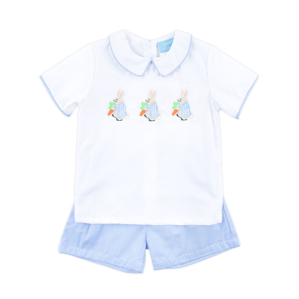 Storybook Rabbit Blue Gingham Collared Short Set