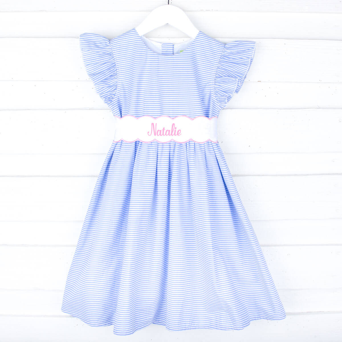 Sweet Spring Blue Stripe Sash Dress