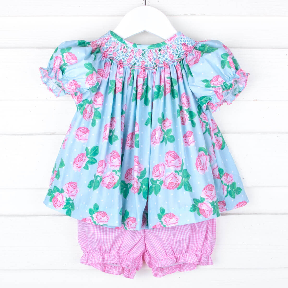 Rose Arbor Smocked Bloomer Set