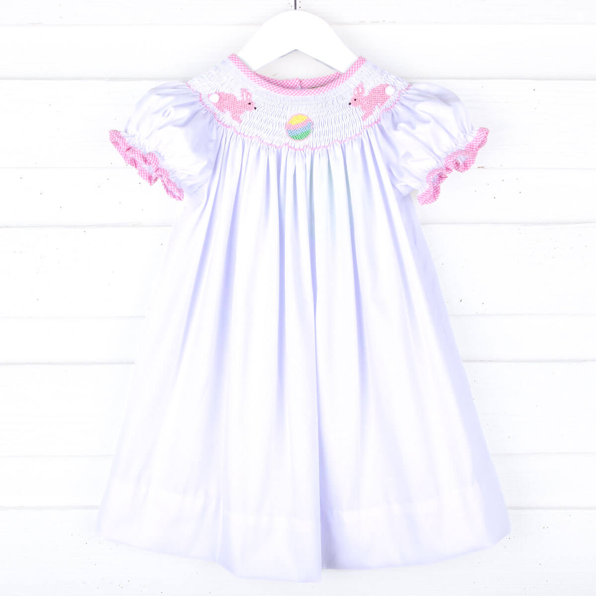 Bunny Hop White Smocked Bishop Dress