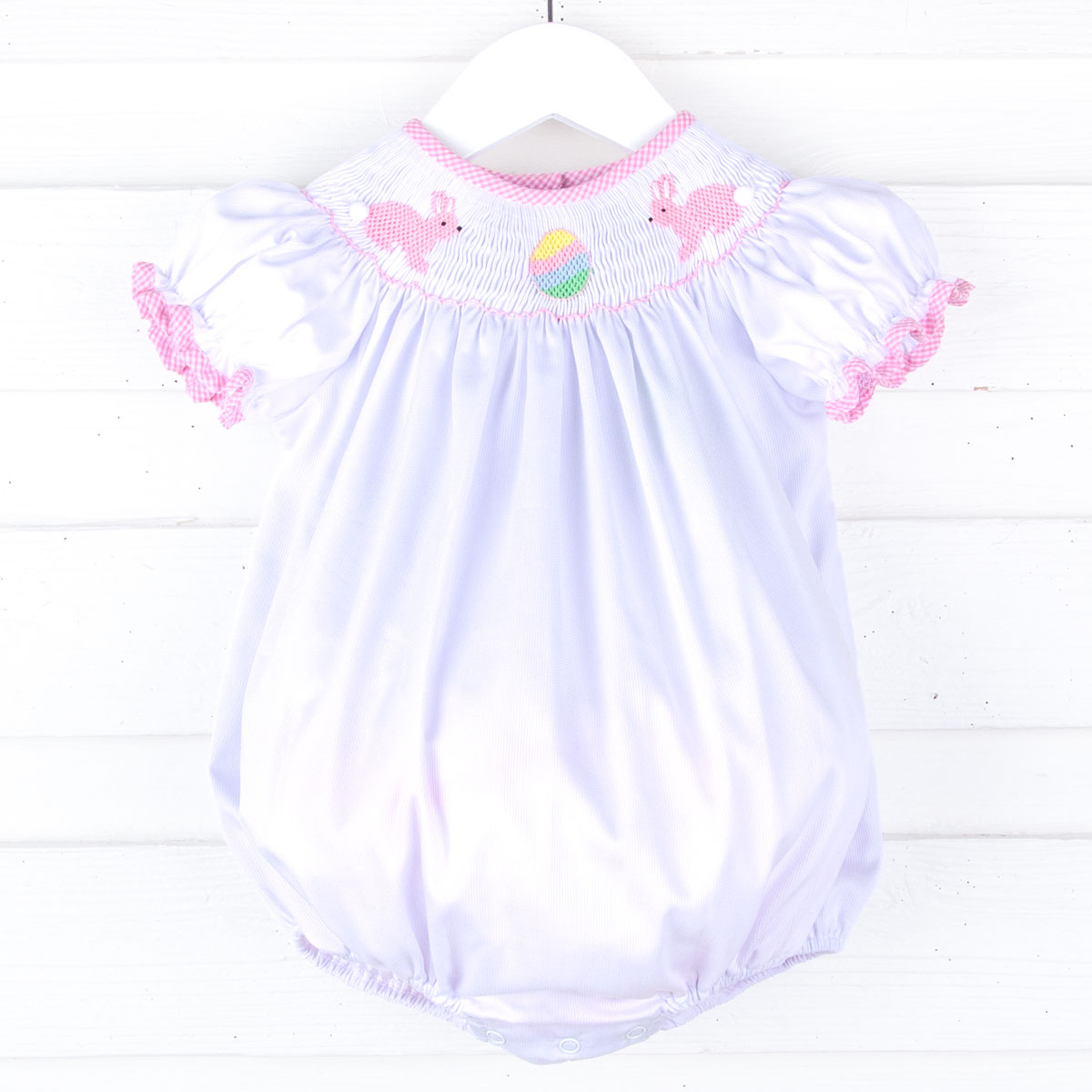 Bunny Hop White Smocked Bubble
