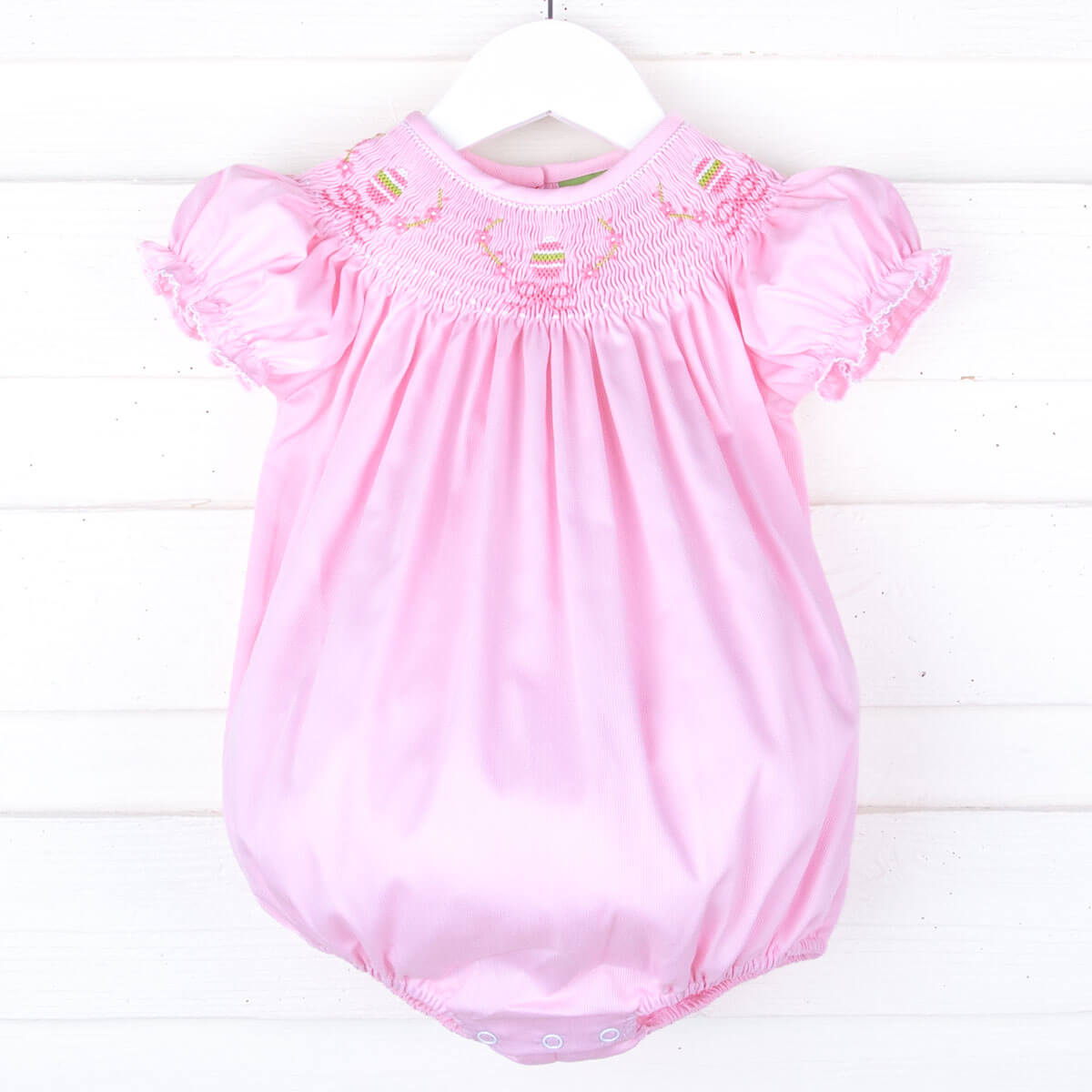 Easter Hunt Smocked Bubble Pink Pique