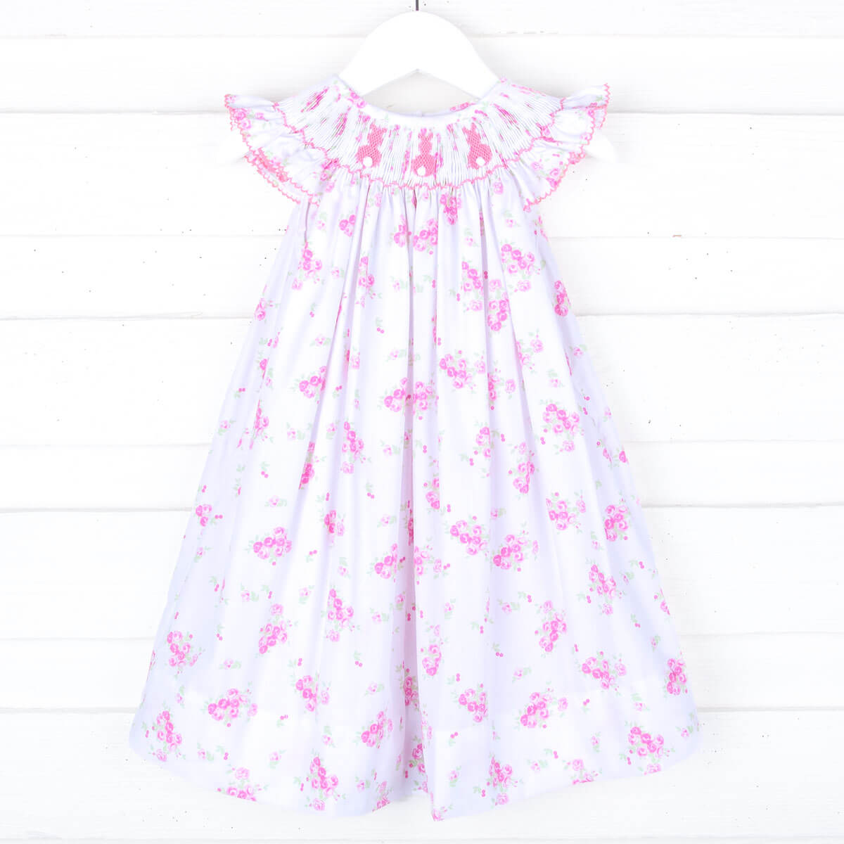 Easter Floral Bunny Smocked Dress