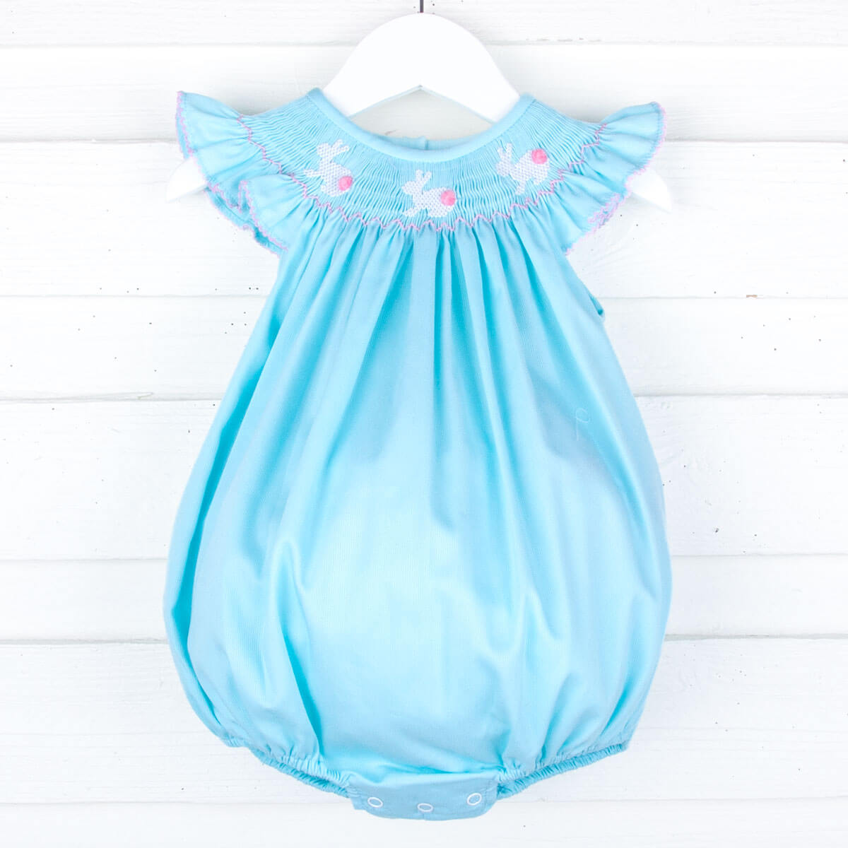 Bunny Love Mint Smocked Bubble