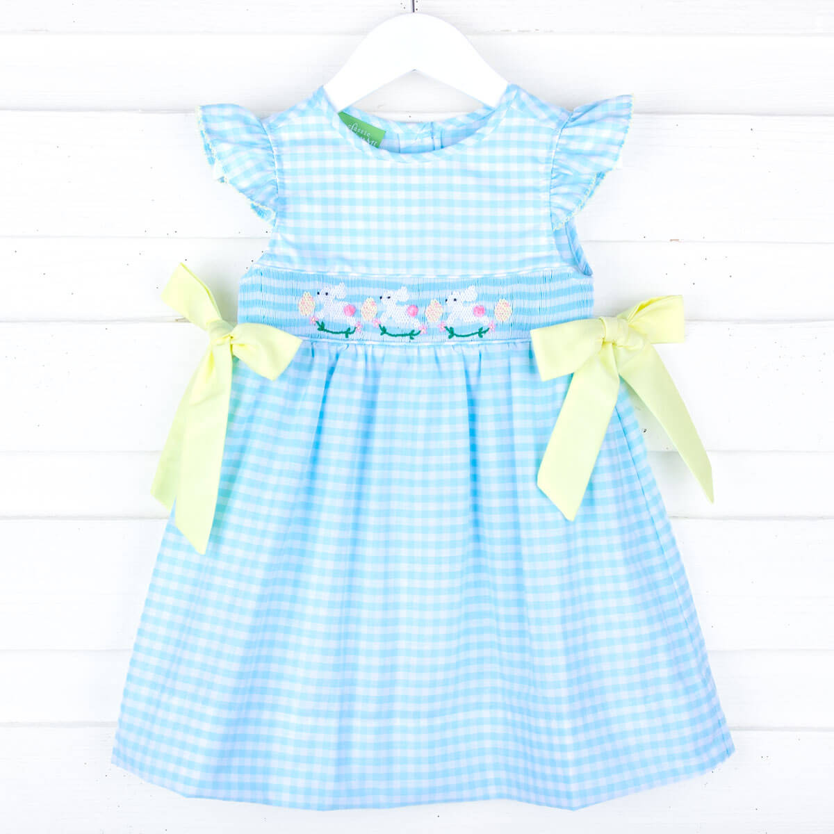 Hippity Hop Turquoise Bunny Smocked Beverly Dress