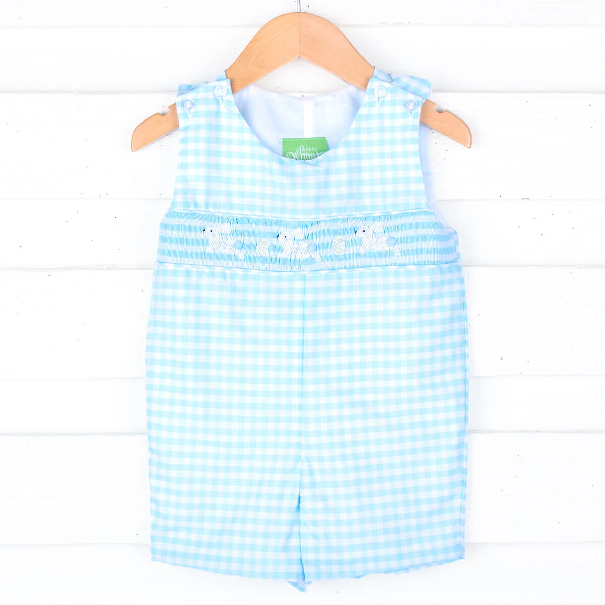 Hippity Hop Turquoise Bunny Smocked Jon Jon