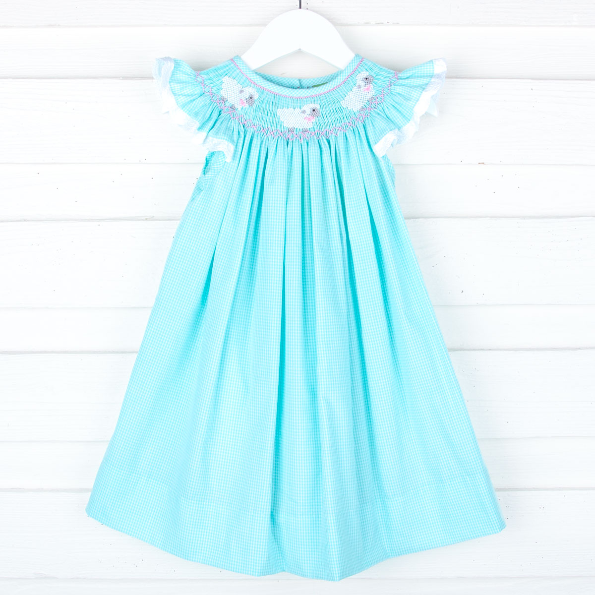 Baby Lamb Smocked Mint Dress