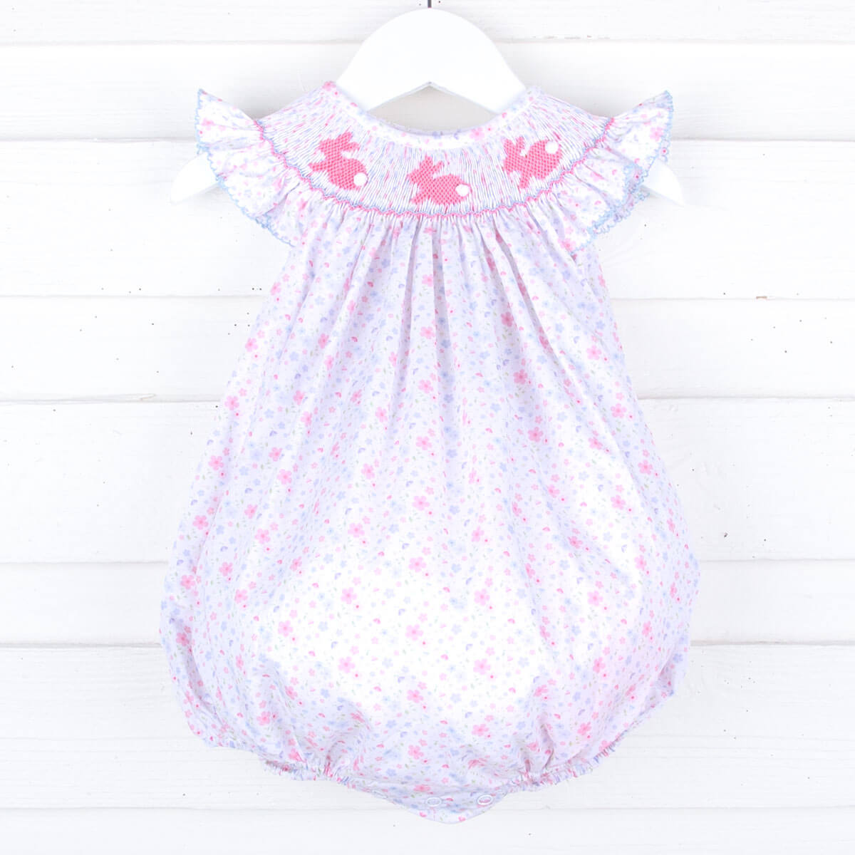 Enchanted Floral Bunny Smocked Bubble