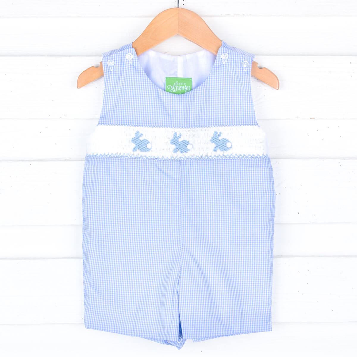 Enchanted Bunny Blue Gingham Smocked Jon Jon