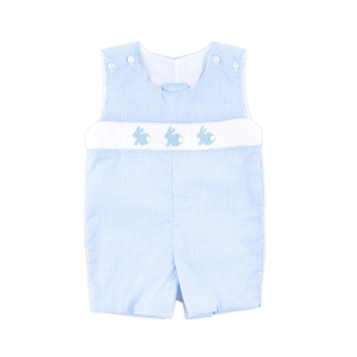 Enchanted Bunny Blue Gingham Smocked Jon Jon