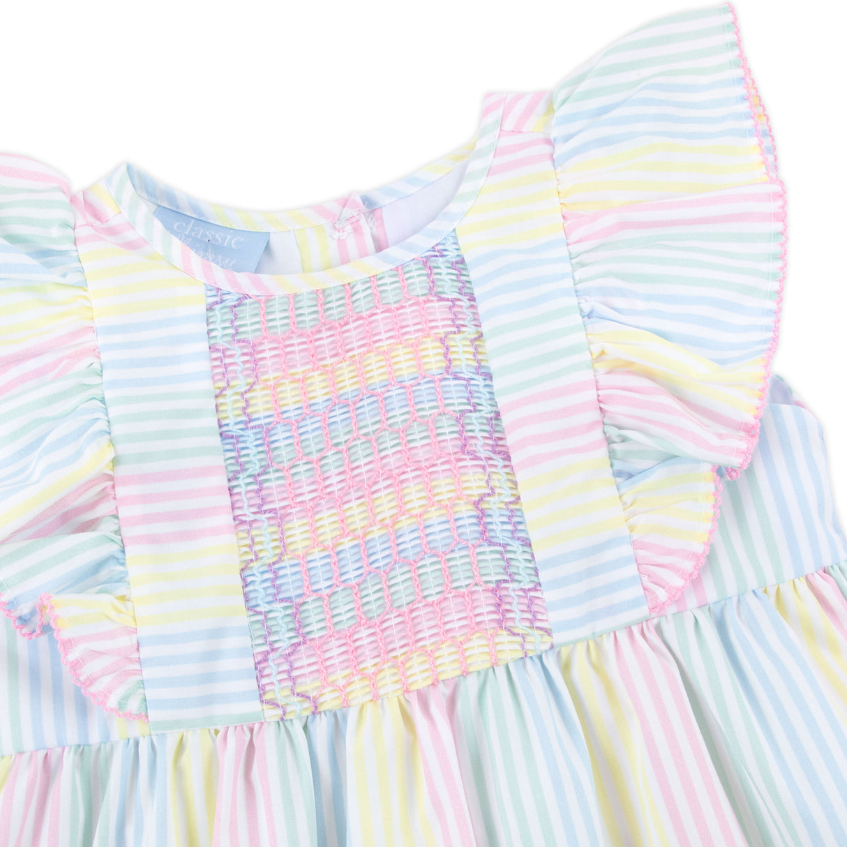 Spring Love Stripe Smocked Rachel Bubble