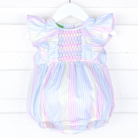 Spring Love Stripe Smocked Rachel Bubble