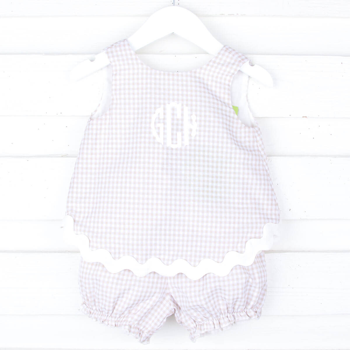 Tan Gingham Sadie Bloomer Set