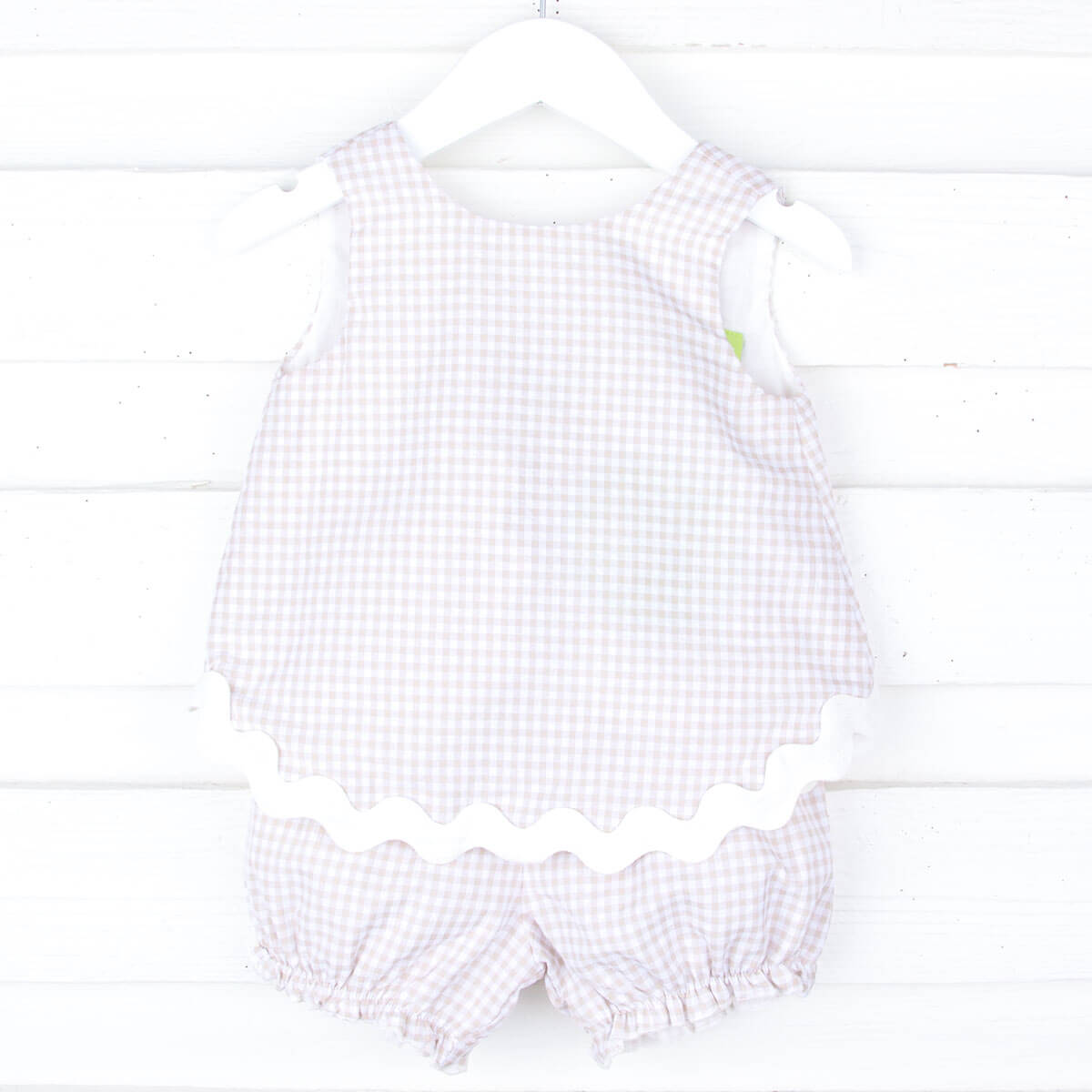 Tan Gingham Sadie Bloomer Set