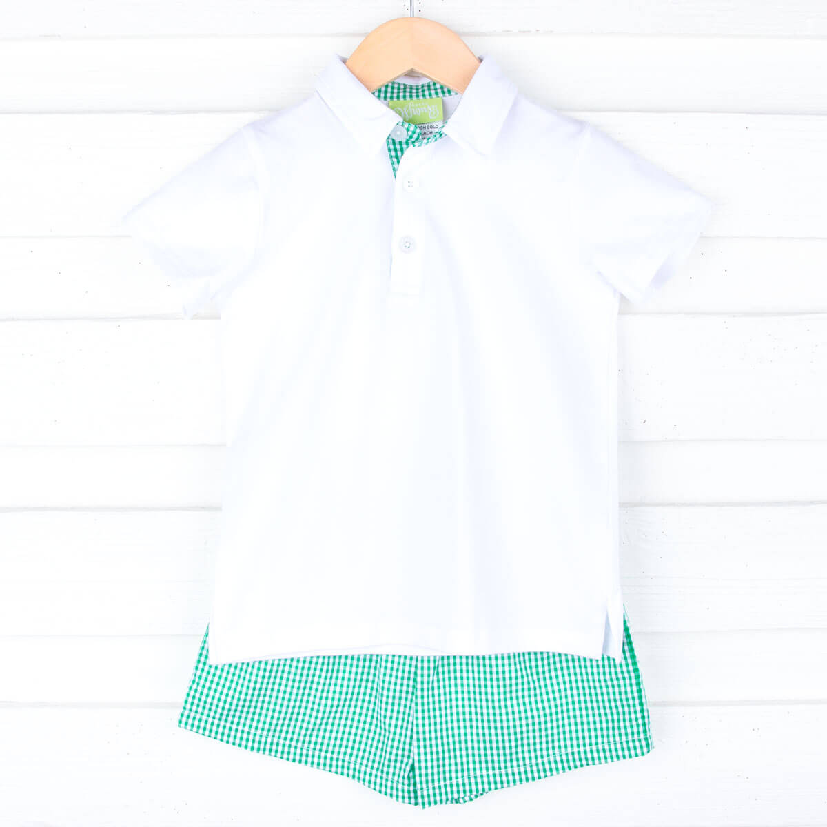 Green Gingham Polo Short Set