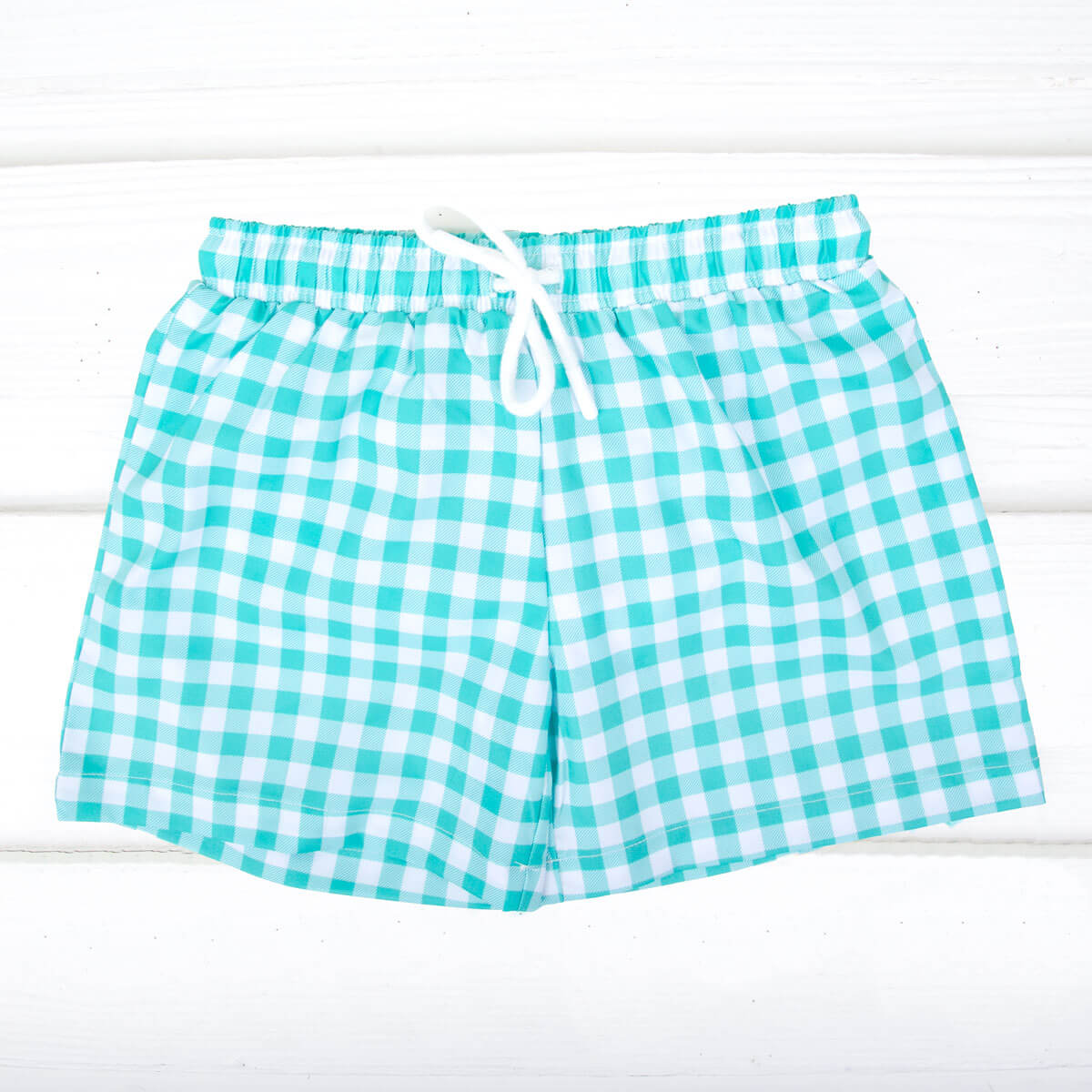 Green Check Swim Trunks