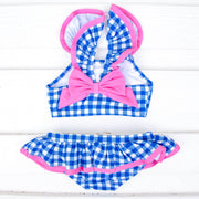Royal Blue Check Two Piece Swimsuit