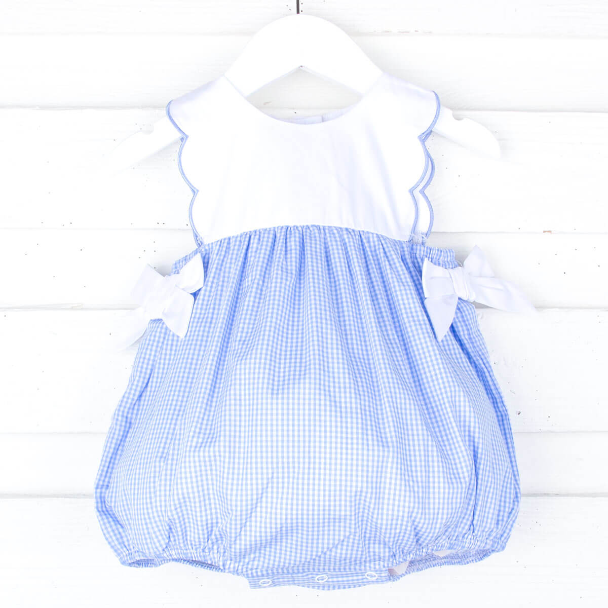 Blue Gingham Scalloped Bib Bubble