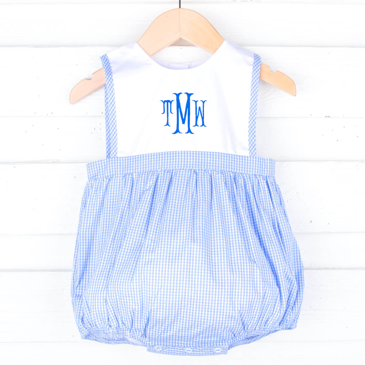 Blue Gingham Boy Bib Bubble