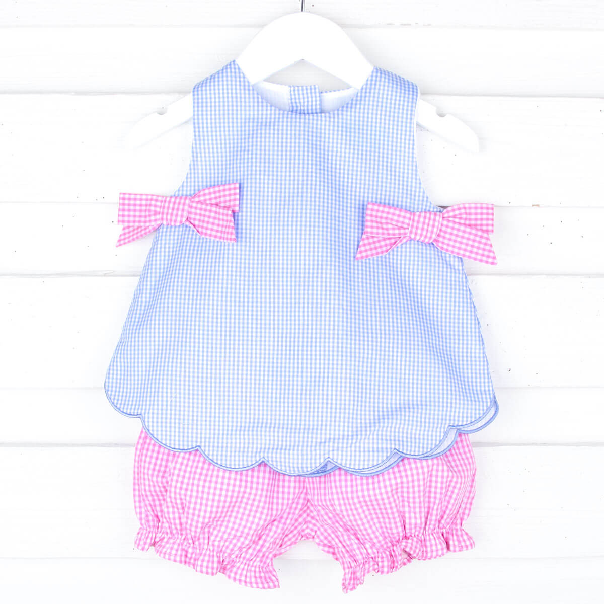 Blue Gingham Mila Bloomer Set