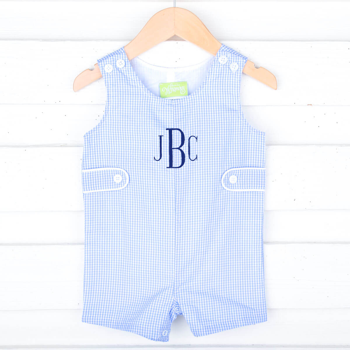 Blue Gingham Jon Jon with Tabs