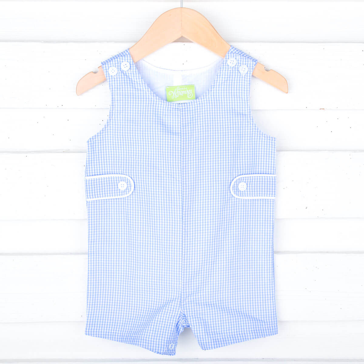Blue Gingham Jon Jon with Tabs