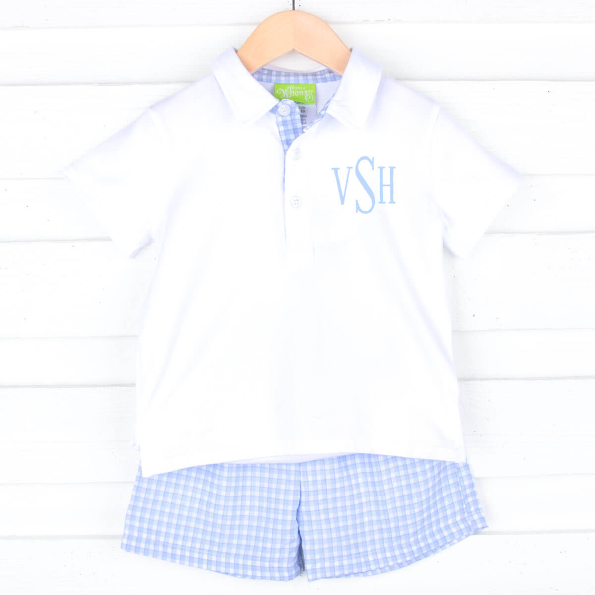 Hilton Head Plaid Blue Polo Short Set