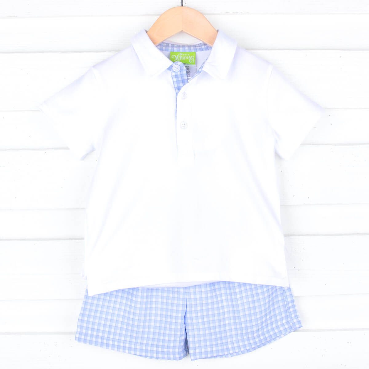 Hilton Head Plaid Blue Polo Short Set
