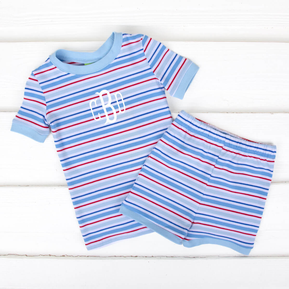 Patriotic Play Red & Blue Stripe Short Pajamas