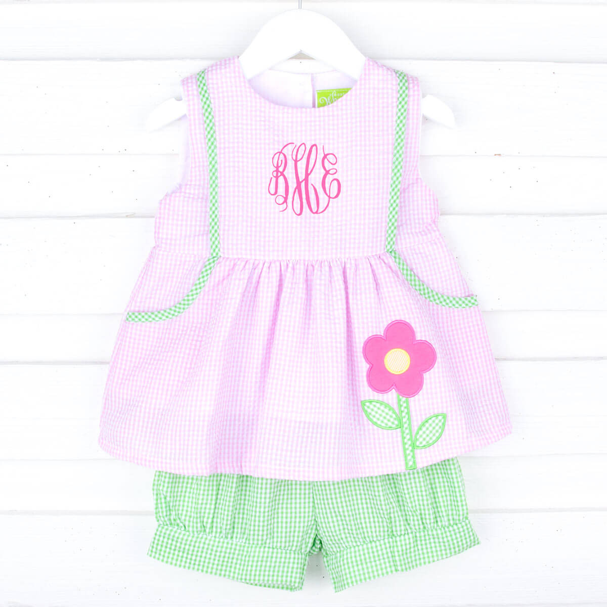 Garden Flower Pink Seersucker Alaia Short Set