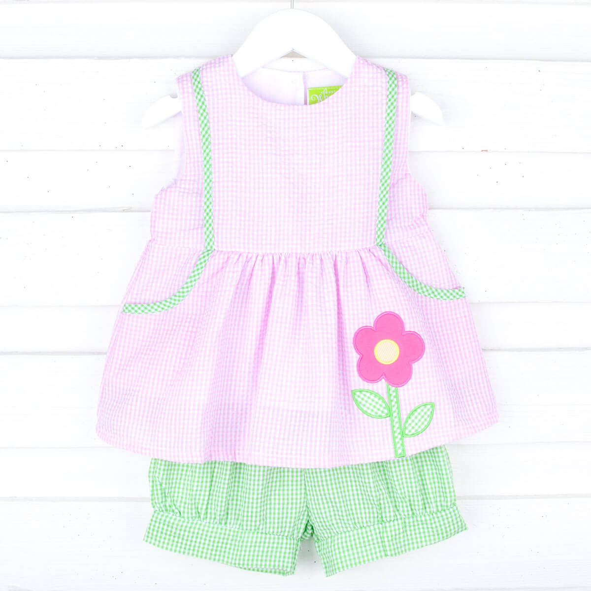 Garden Flower Pink Seersucker Alaia Short Set