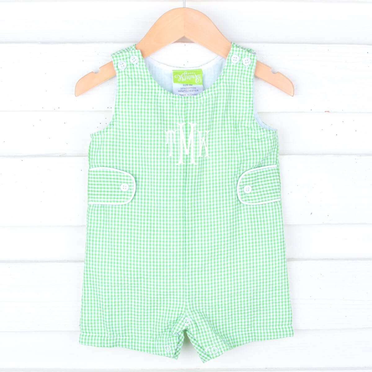 Green Seersucker Jon Jon with Tabs