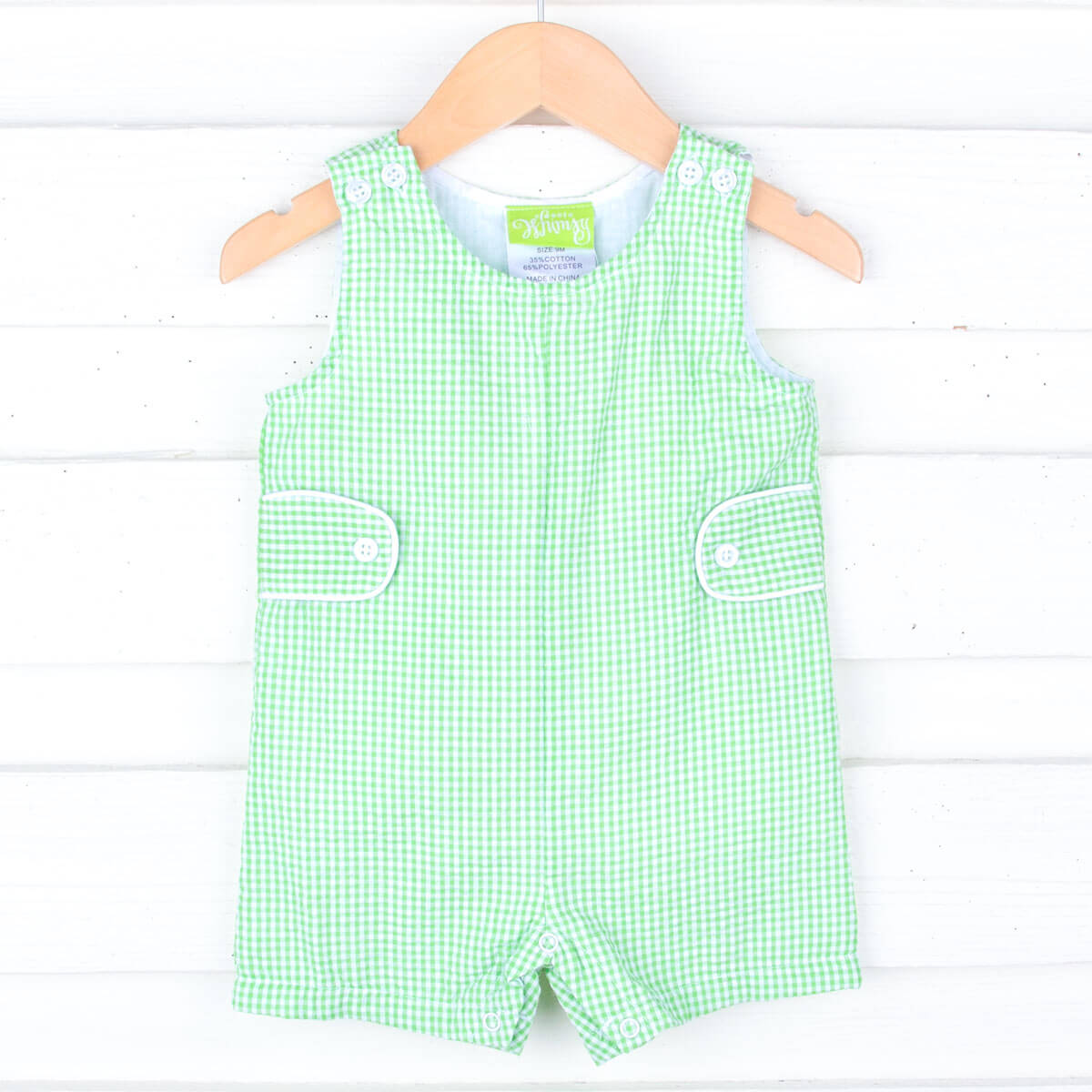 Green Seersucker Jon Jon with Tabs