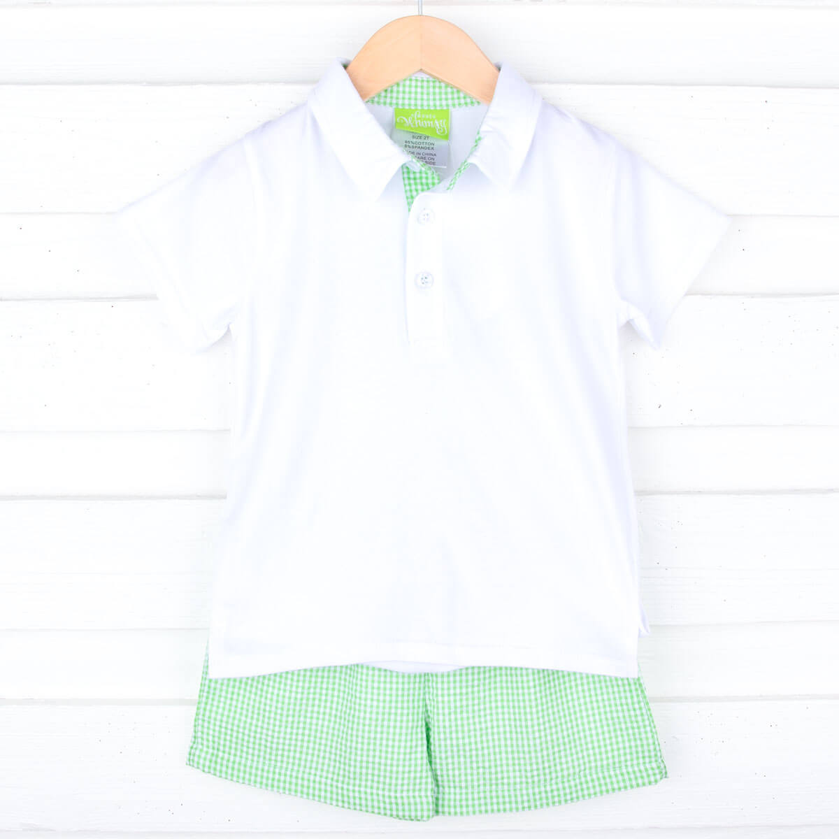 Green Seersucker Short Set